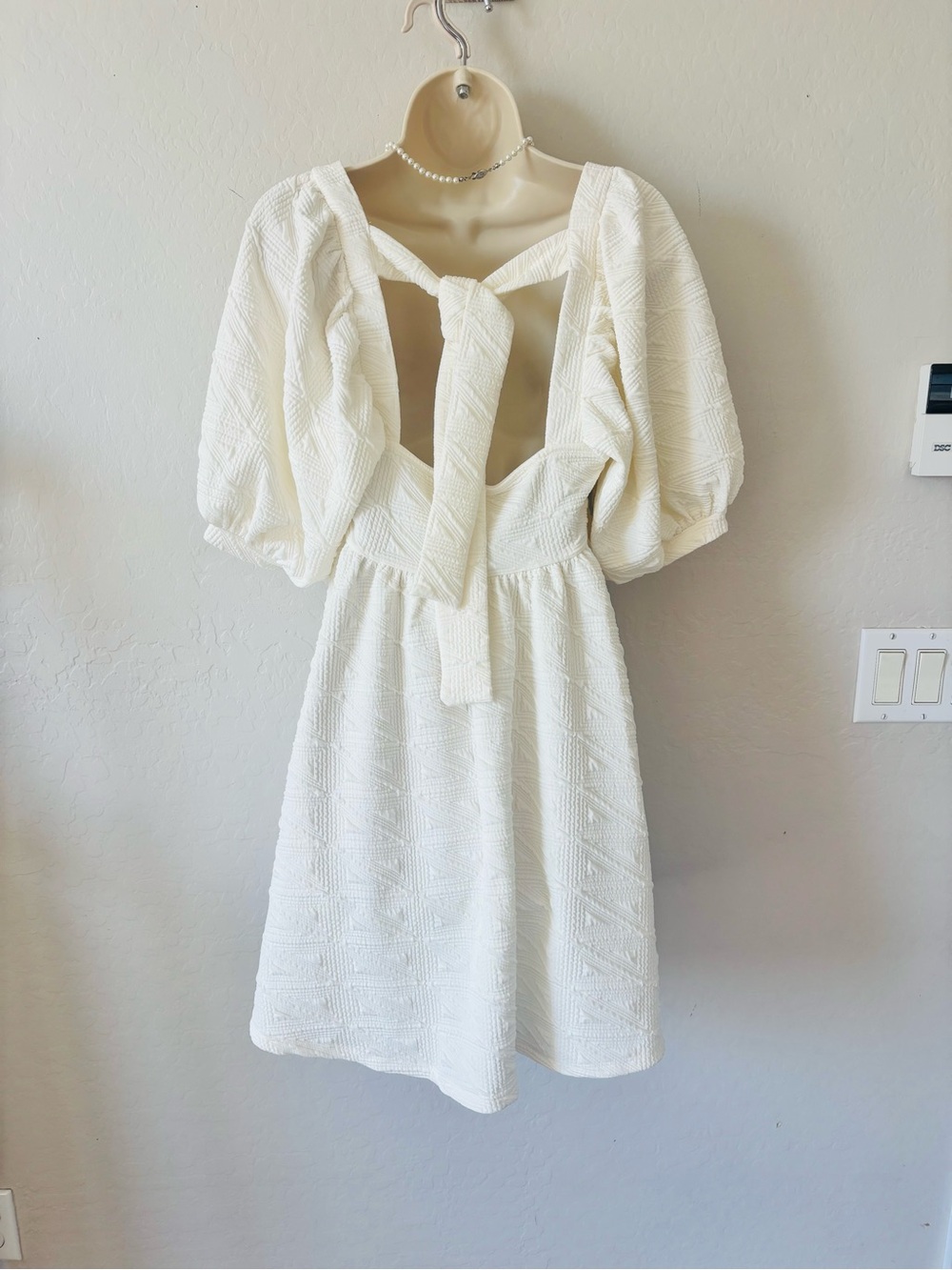 NWT Free People White Textured Violet Square-Neck Babydoll Dress - Picture 10 of 16